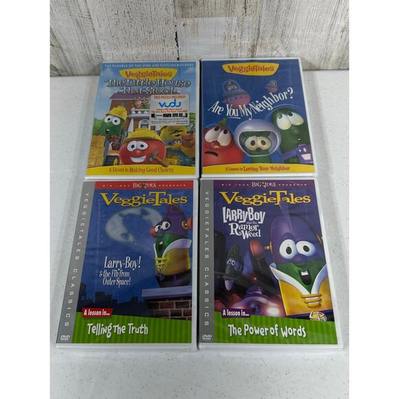 Veggie Tales 4 New DVDs Lessons Lot Christian Cartoon Larry Boy Choices - Picture 1 of 10